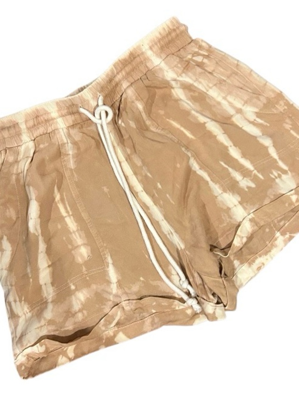 Mystree Tie-Dye Drawstring Shorts - Tan & Cream